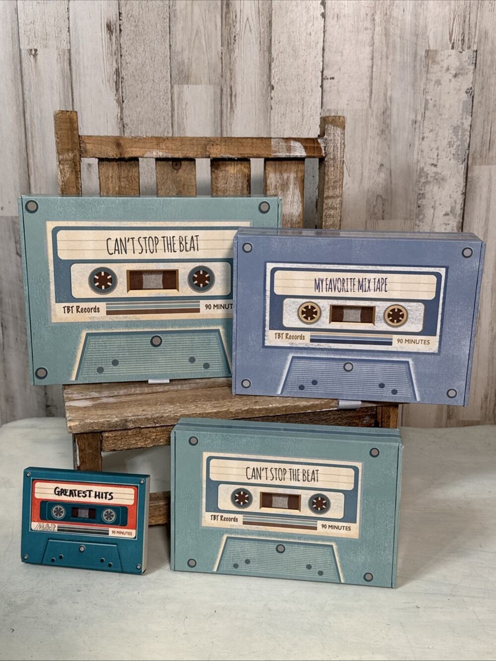 Molly & Rex Set Of 3 Decorative Nesting Boxes With Notepad Vintage Cassette